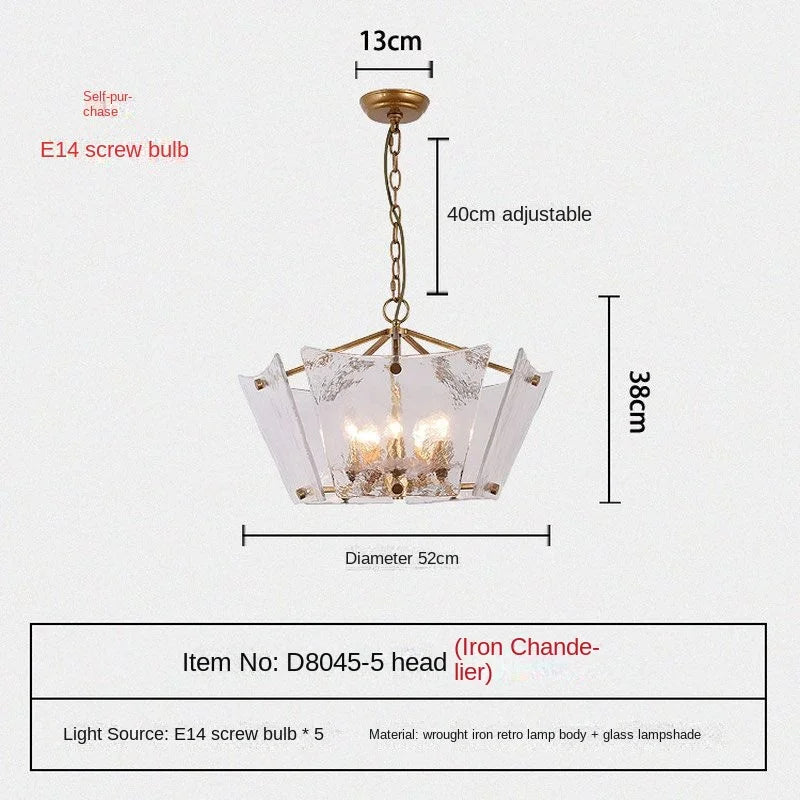 Afralia™ Retro Glass Copper Chandelier for Study & Bedroom Lighting