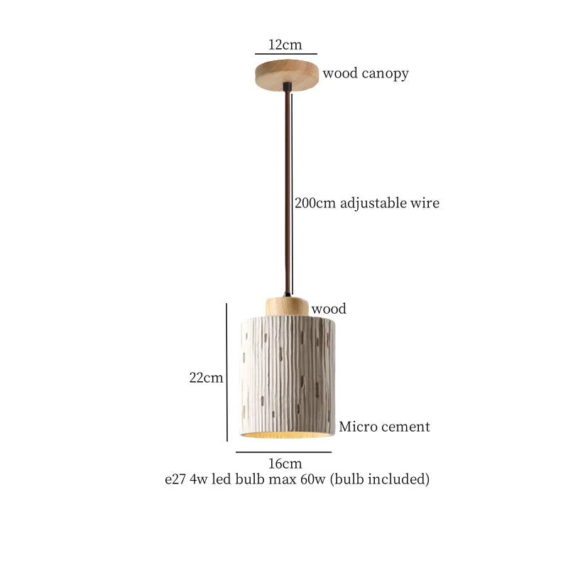 Afralia™ Cement LED Pendant Lights: Japanese Vintage Style for Bedroom, Living, Dining Room