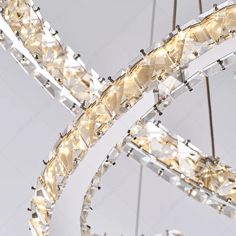 Afralia™ Modern LED Crystal Chandelier for Living Room, Restaurant - Creative Pendant Light