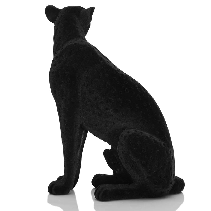 Afralia™ Flocked Leopard Panther Sculpture Decor Figurine African Animal Resin Statuette