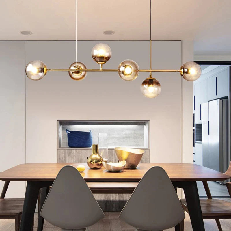 Afralia™ Glass Ball Chandelier LED Pendant Light for Modern Kitchen, Bar, and Loft