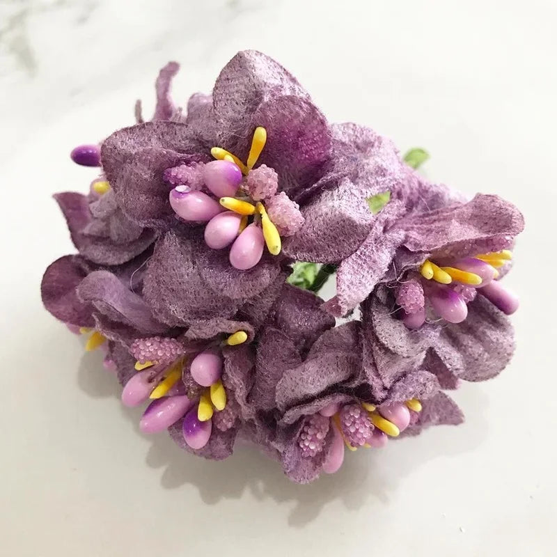 Afralia™ Purple Flower Cherry Stamen Berries Bundle for DIY Decor