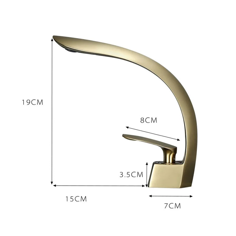 Afralia™ Brushed Gold Basin Mixer Tap Single Handle Hot Cold Waterfall Faucet