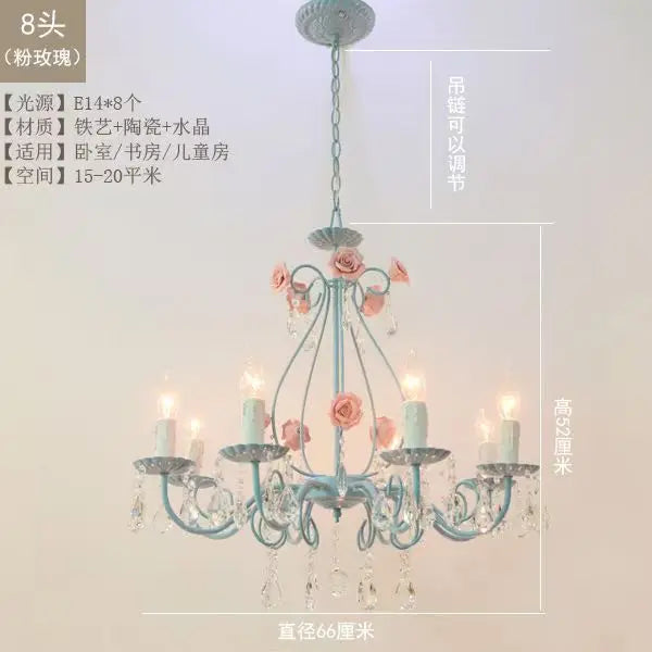 Afralia™ Blue Crystal Bouquet Chandelier for Princess Girl Bedroom - Romantic Children's Flowers Pendant Lights