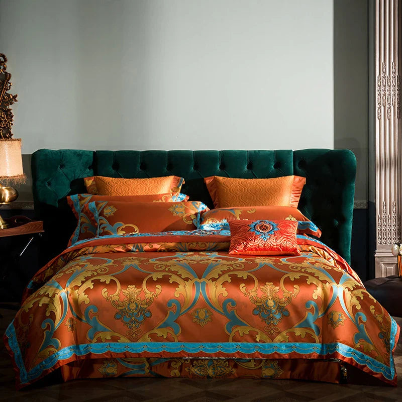 Afralia™ 200S Embroidery Cotton Bedding Set: Queen King Linens with Duvet, Sheet, Pillowcase