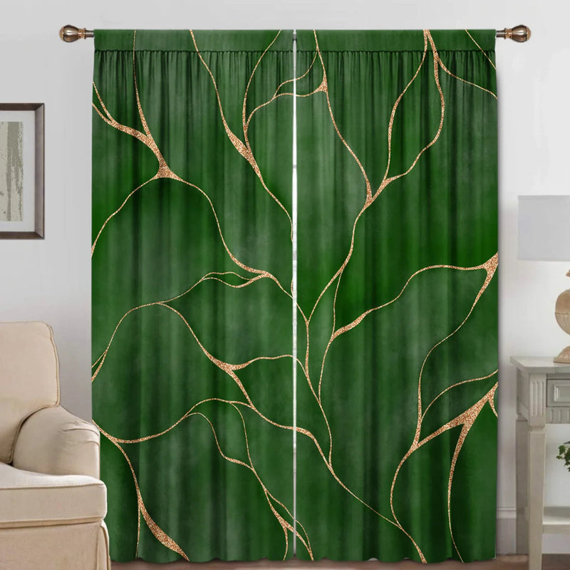 Afralia™ Green Turtle Leaf Curtains for Kitchen, Coffee Shop, Living Room - Stylish Home Decoration