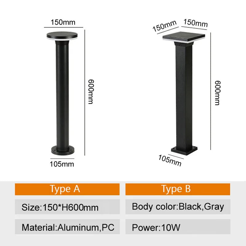 Afralia™ Outdoor LED Garden Bollards - Waterproof Aluminum Landscape Lighting for Courtyards and Pathways