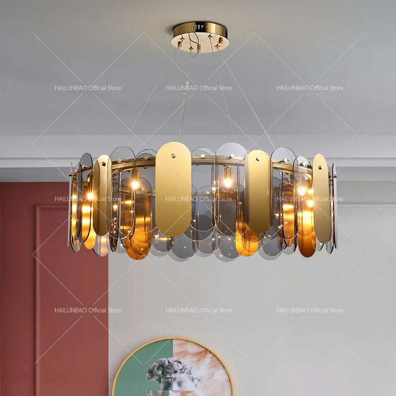 Afralia™ Postmodern Chandelier: LED Living Room Diningroom Bedroom Clothing Store Light