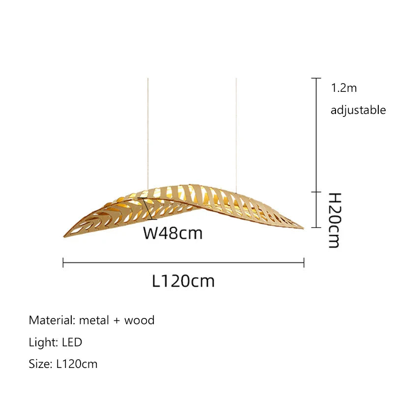 Afralia™ Wood Fish Bone Pendant Lamp for Living Room, Dining Room & Restaurant