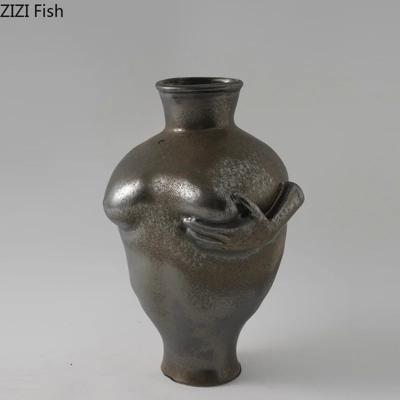 Afralia™ Abstract Art Ceramic Vase for Desk Decoration and Room Aesthetic