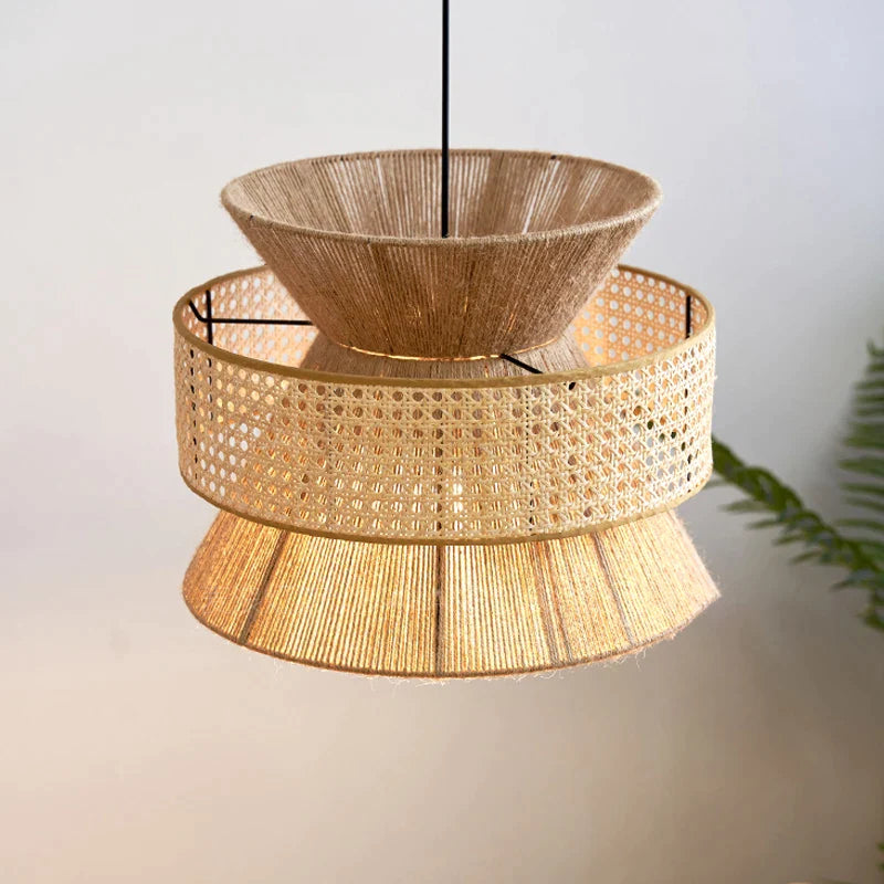 Afralia™ Wabi Sabi Rattan Chandelier Handcrafted Retro Pendant Lamp