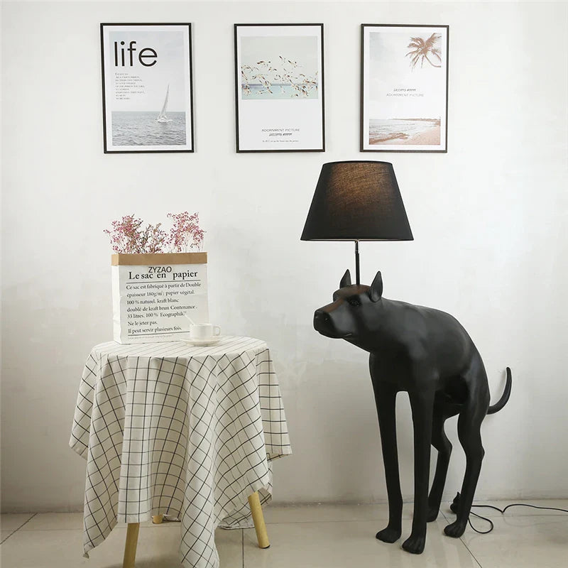 Afralia™ Big Dog LED Floor Lamp Black Dog Table Lamp E27 for Living Room