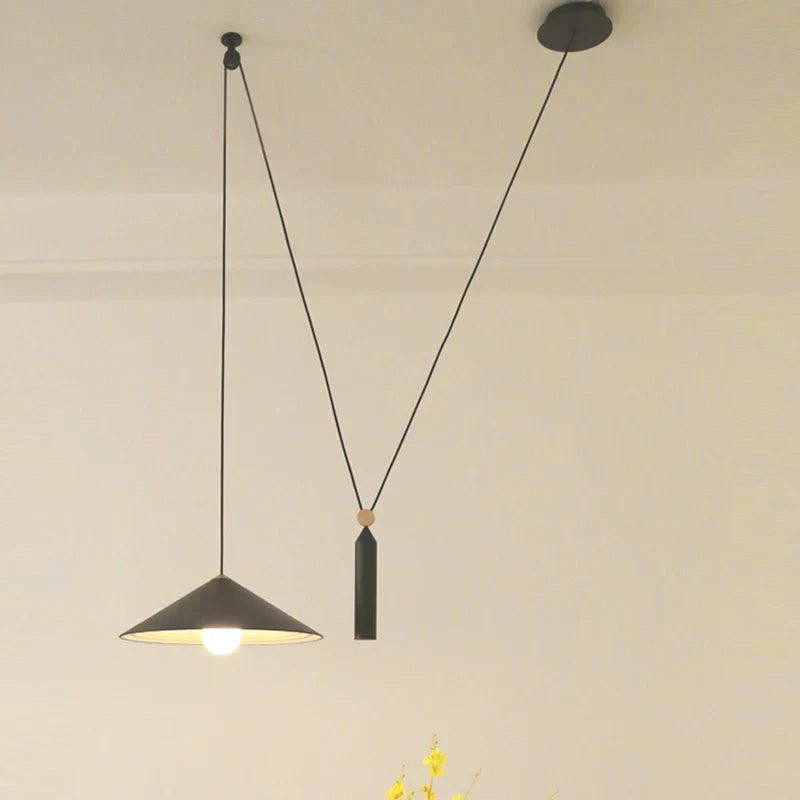 Afralia™ Linear Art Deco Style Pulley Pendant Lamp for Home Interior