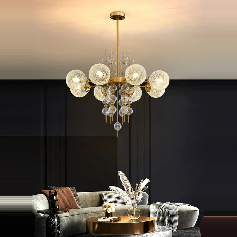 Afralia™ Gold Chrome Bubble Ceiling Chandelier: 2025 Trend Hanging Lamps for Living Room