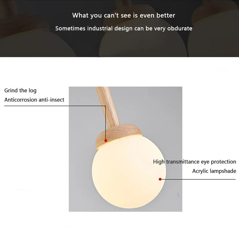 Afralia™ Nordic Wood LED Circular Ball Chandelier - Modern Pendant Light for Restaurant and Kitchen Island