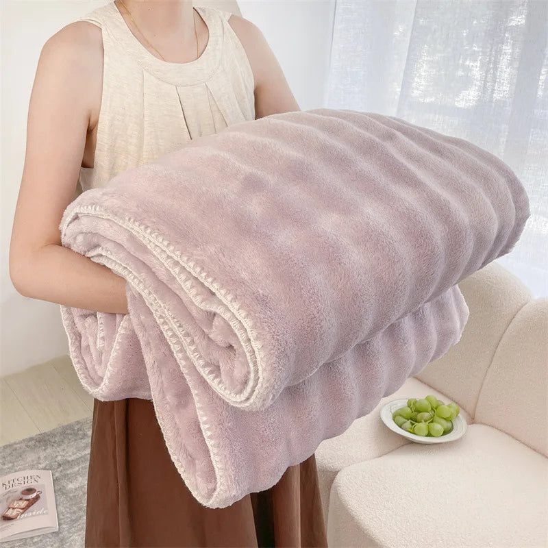 Afralia™ Bubble Velvet Woolen Sofa Blanket - Soft & Warm Multi-Purpose Cover