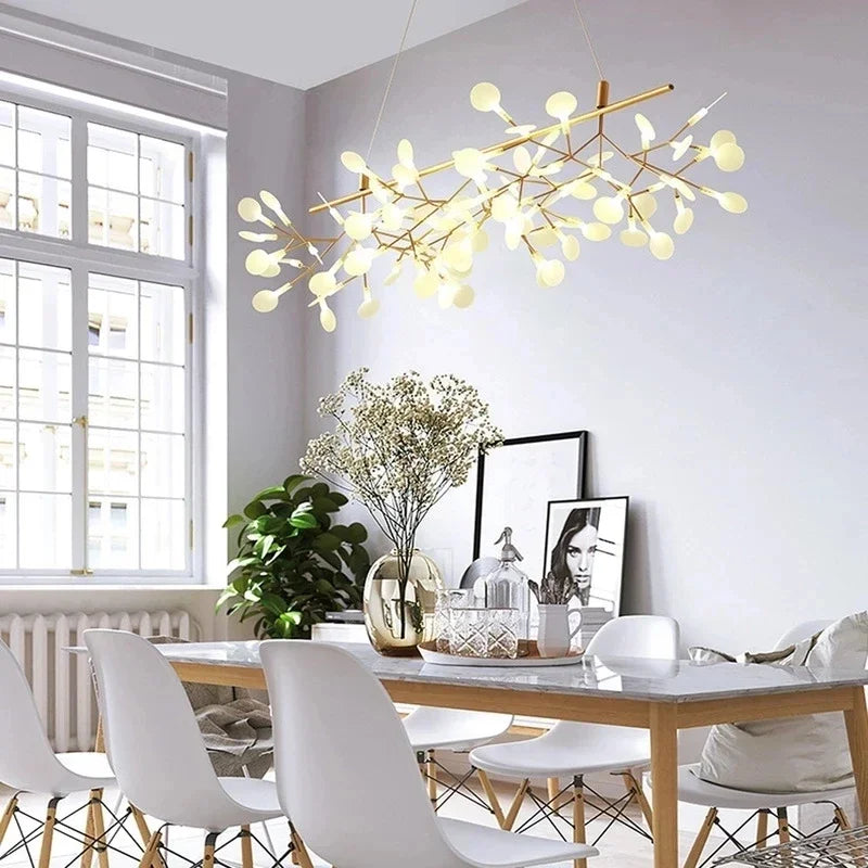 Afralia™ Firefly LED Chandelier: Stylish Tree Branch Round Metal Ceiling Spotlight