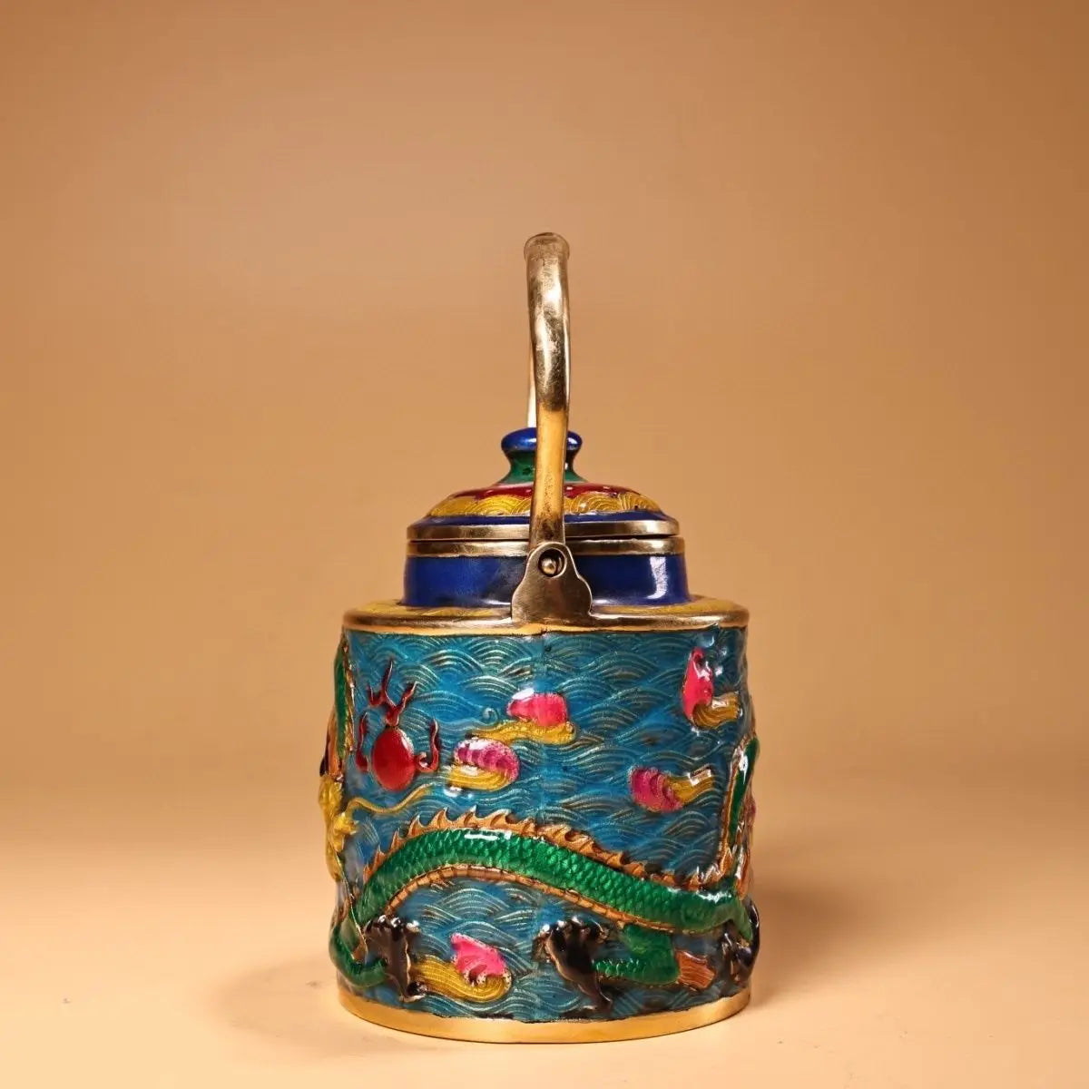 Afralia™ Dragon Cloisonné Enamel Pan: Hand-painted and Gilded Copper, Chinese Style