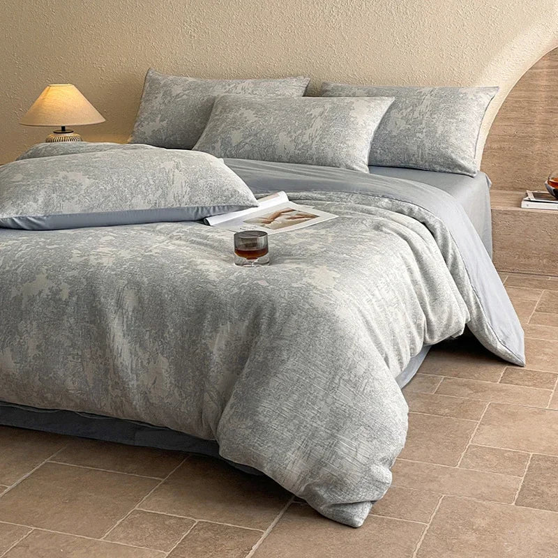 Afralia™ Luxury Cotton Flat Sheet Set Satin Jacquard Silky Bedding Single/Double Bed