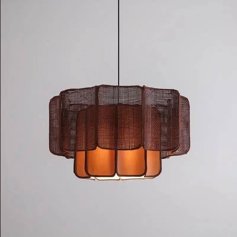 Afralia™ Vintage Woven Rattan Chandelier for Home Tea Room Bar Counter