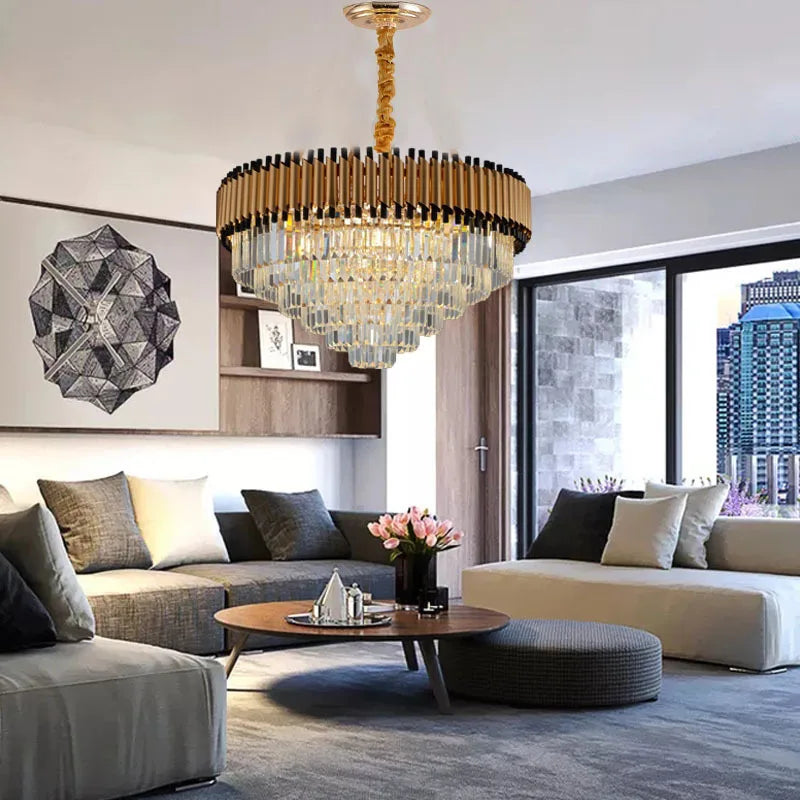 Afralia™ Luxury K9 Crystal Ceiling Chandelier: High-end LED Lighting for Home Decor