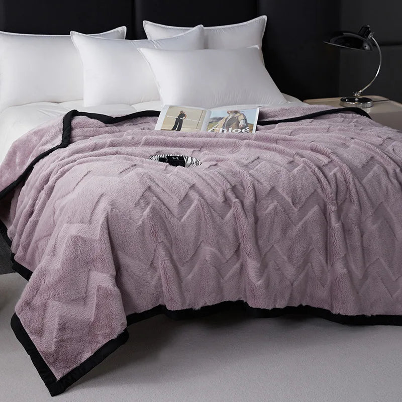 Afralia™ Faux Rabbit Plush Solid Blanket: Luxury All-Season Sofa Cover & Air Conditioning Quilt