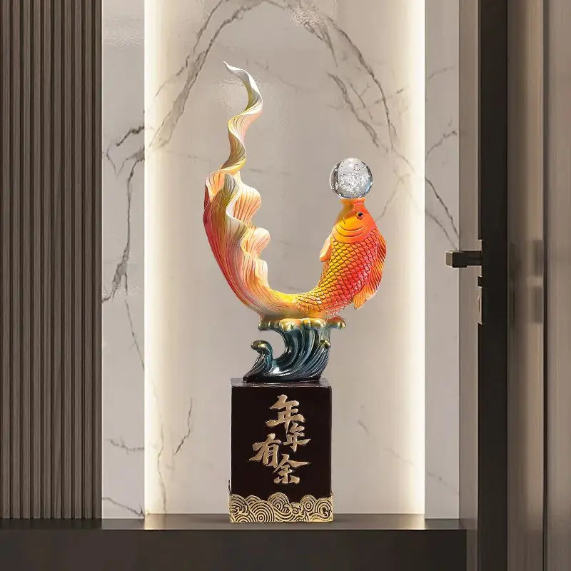 Afralia™ Feng Shui Carp Sculpture: Resin Decorative Statue for Collection and Business Opening