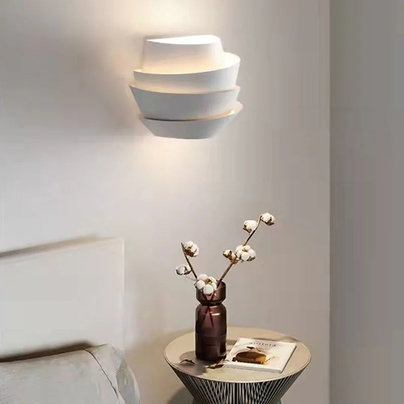 Afralia™ White Metal Art Wall Sconce Lighting for Bedroom & Dining Room