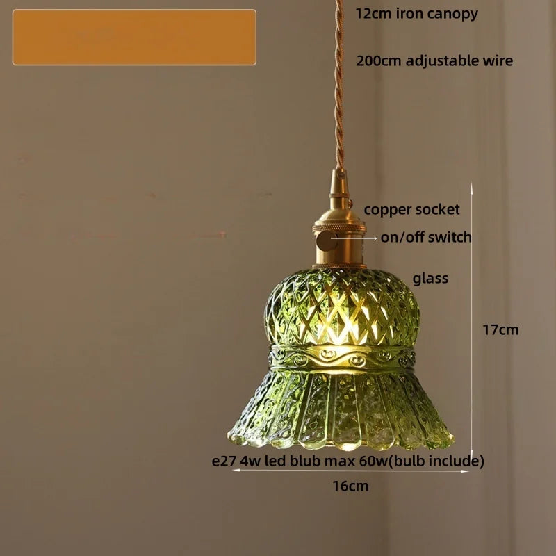 Afralia™ Amber Glass LED Pendant Light Fixture Modern Home Lighting Plafond Lamp