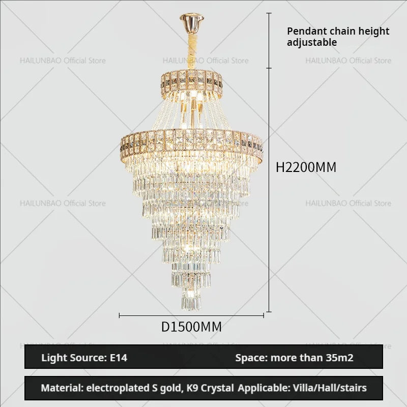 Afralia™ Duplex Villa Crystal Chandelier: Modern Luxury Staircase Lamp for Elegant Living Rooms