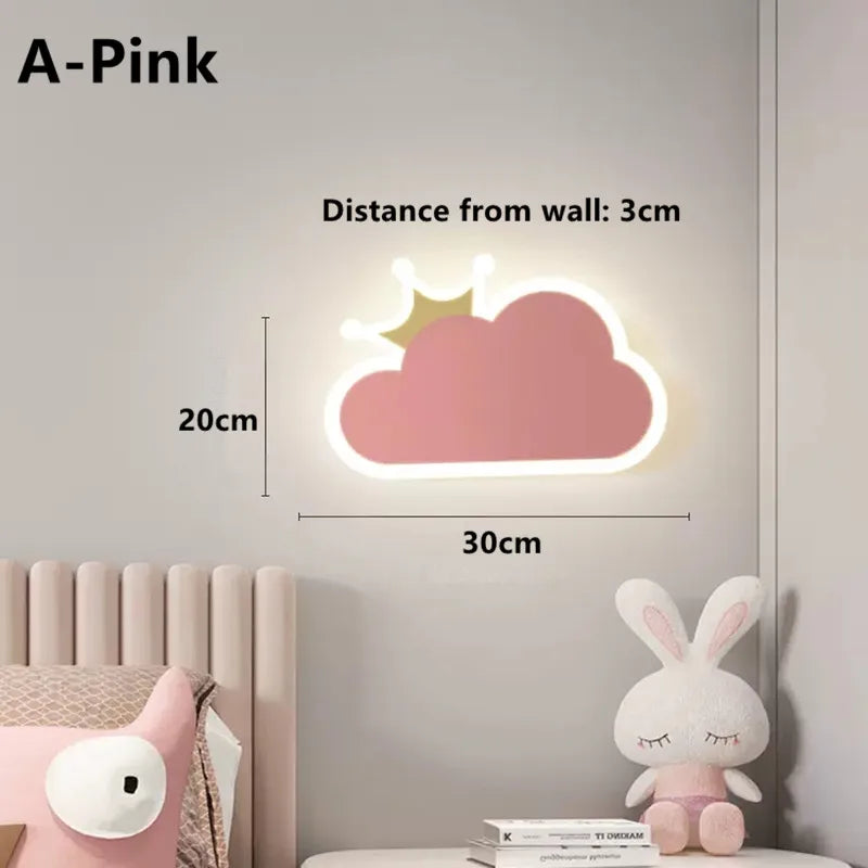 Afralia™ Kids Cloud Crown Wall Lamp - Nordic Style Bedroom Bedside Light