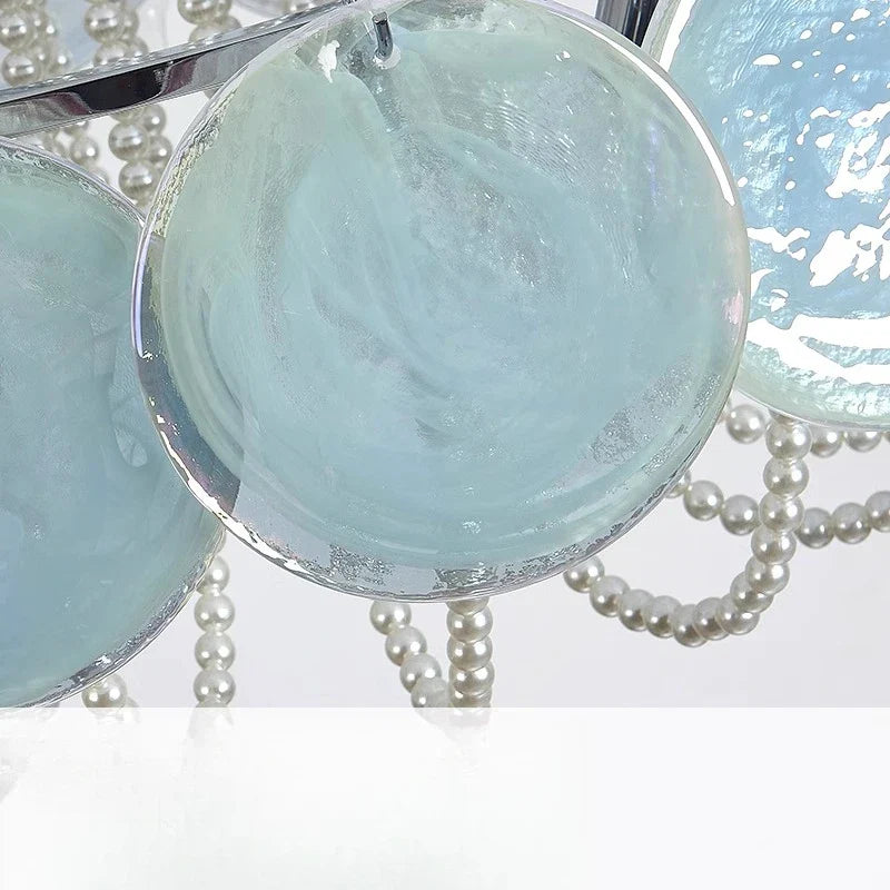 Afralia™ Pink Glass Pearl Chandelier: Modern Pendant Light for Living Room & Bedroom