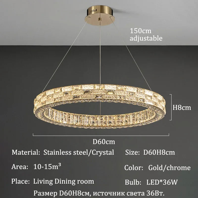 Afralia™ Crystal Chandeliers Led Lights Ceiling Lamp Suspension Chandelier Luxury Home Decor