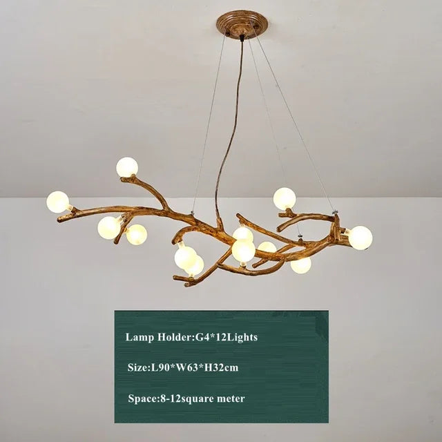 Afralia™ Retro LED Chandelier: Tree Branch Art Ceiling Pendant Lights for Living Bedroom