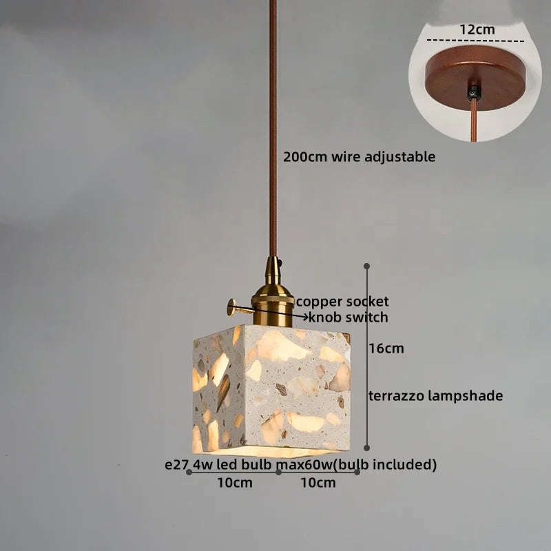 Afralia™ LED Terrazzo Pendant Lights for Corridor, Bedroom, Living Room - Japanese Style Lighting