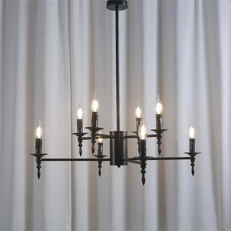 Afralia™ Iron Art LED Candle Chandelier Pendant Light for Living Room & Kitchen