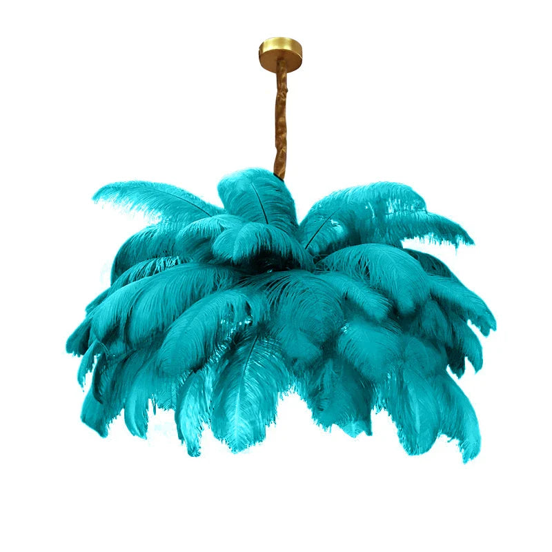 Afralia™ Nordic Ostrich Feather Chandelier LED Pendant Lamp for Loft Decor