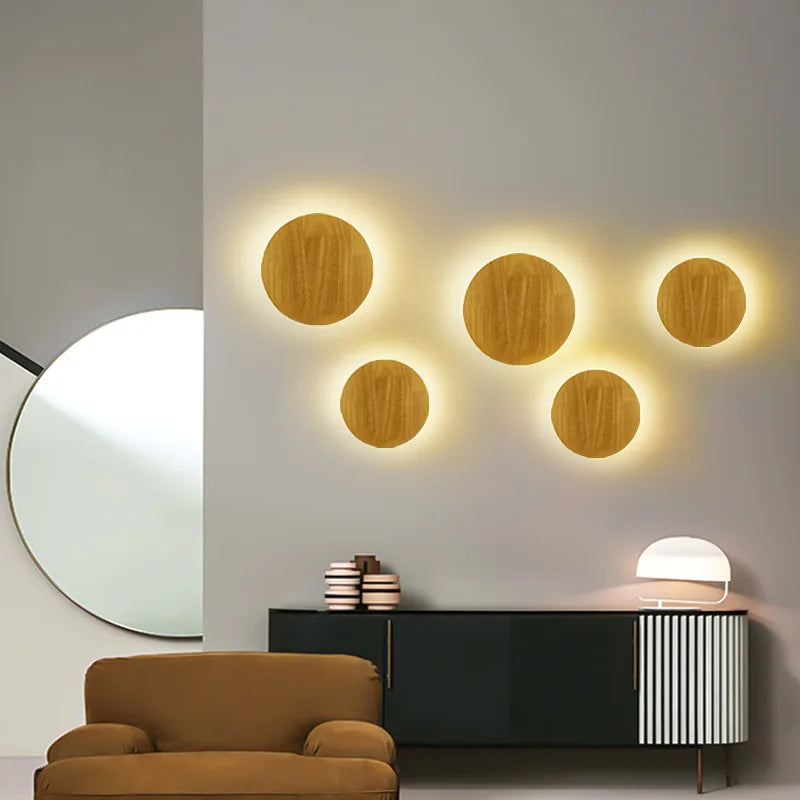 Afralia™ Scandinavian Log Wall Lamp Wood, Modern LED Light for Living Room Corridor