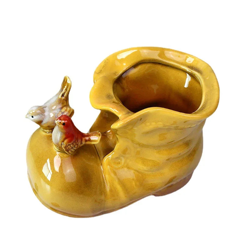 Afralia™ Small Boots Shoe Flower Pot Vase Succulent Planting Pen Container Storage