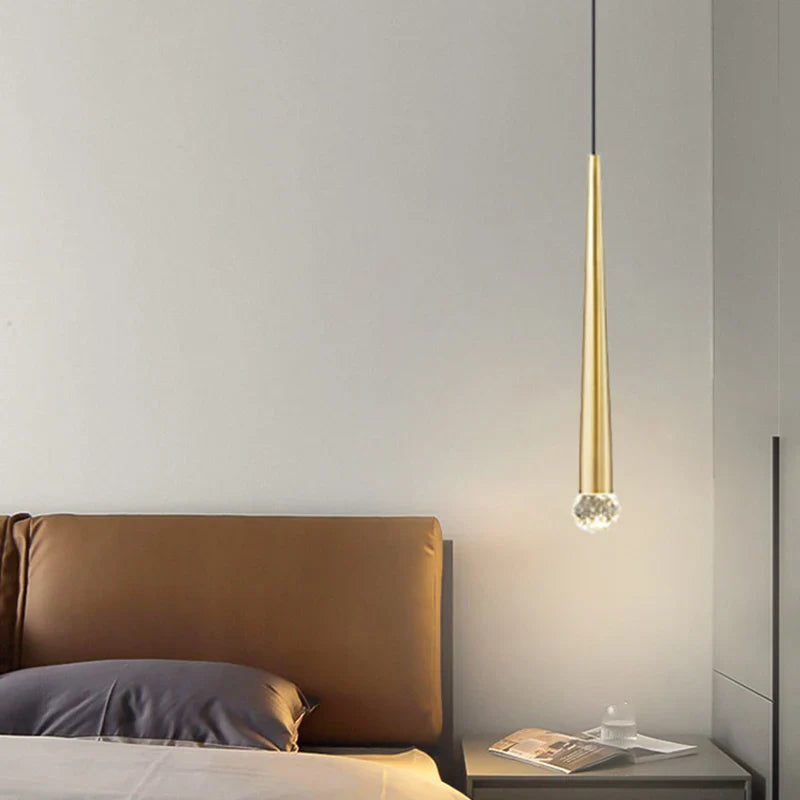 Afralia™ Crystal Pendant Lights: Modern LED Gold Hanging Lamp for Bedside, Bar, Restaurant