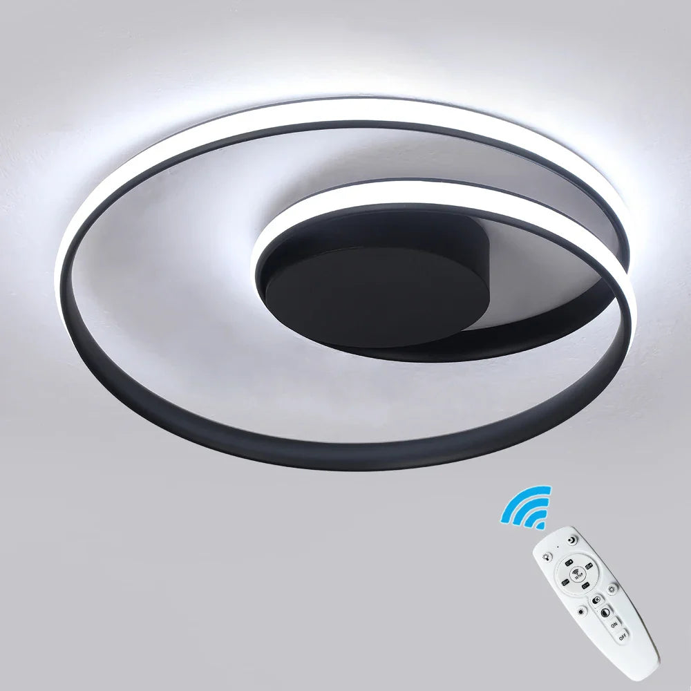 Afralia™ Dimmable LED Chandelier Light Remote Ceiling Lamp Gold White Black Fixture