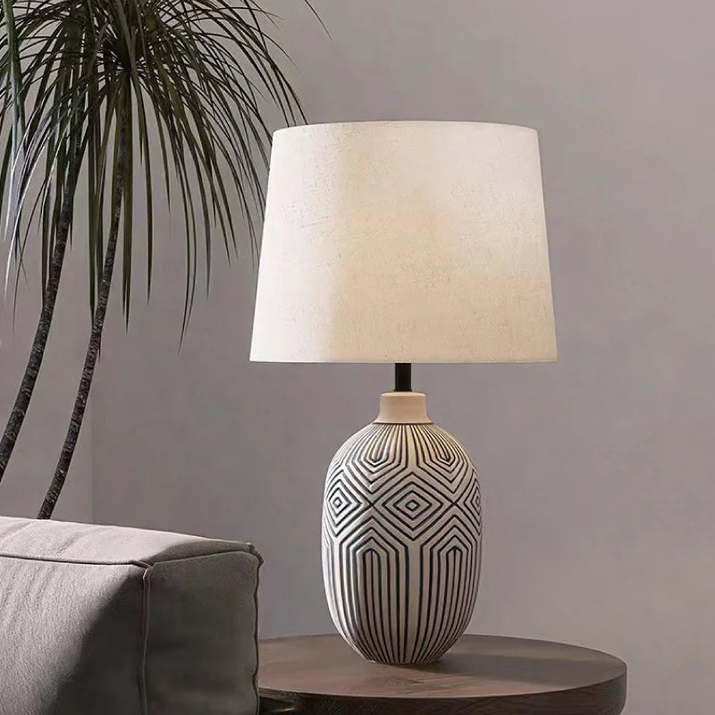 Afralia™ Japanese Style Ceramic Table Lamp for Living Room, Bedroom, Study - Simple & Elegant