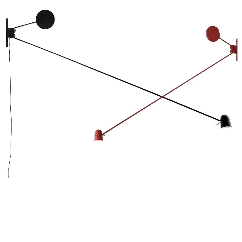 Afralia™ Red Swinging Arm LED Wall Lamp: Minimalist Italian Design for Living Room & Cafe