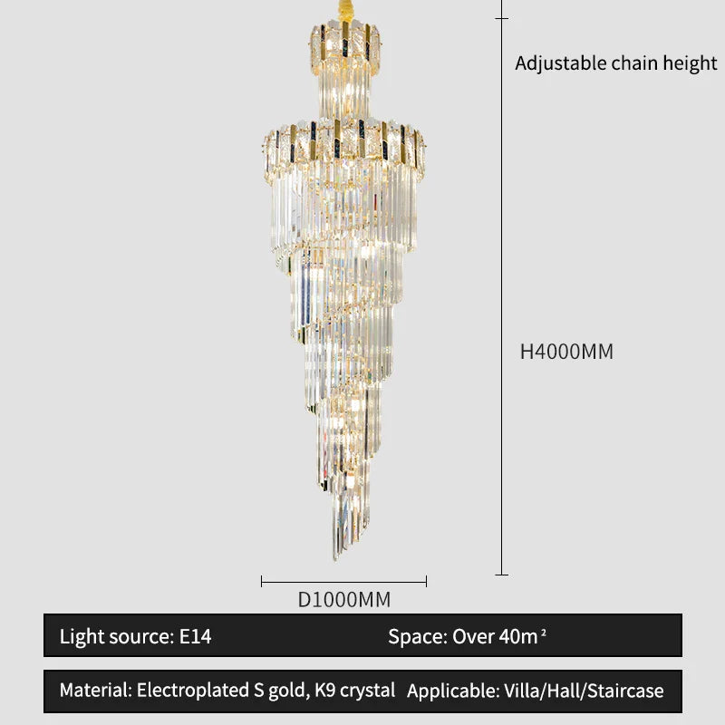 Afralia™ Rotating Crystal Stairwell Chandelier