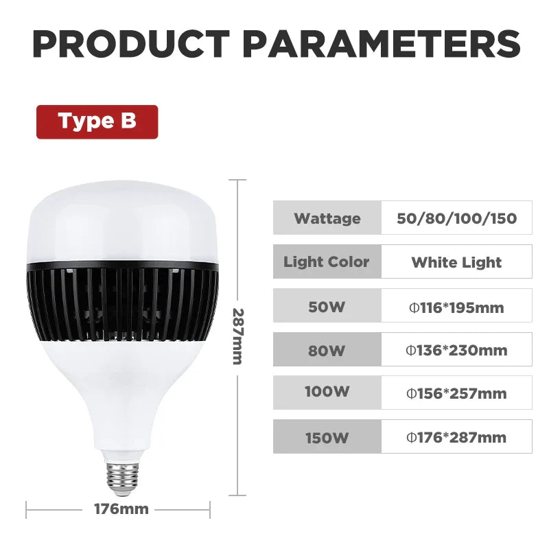 Afralia™ 220V E27 LED Bulb: High Power 30W-150W LED Light for Garage Warehouse