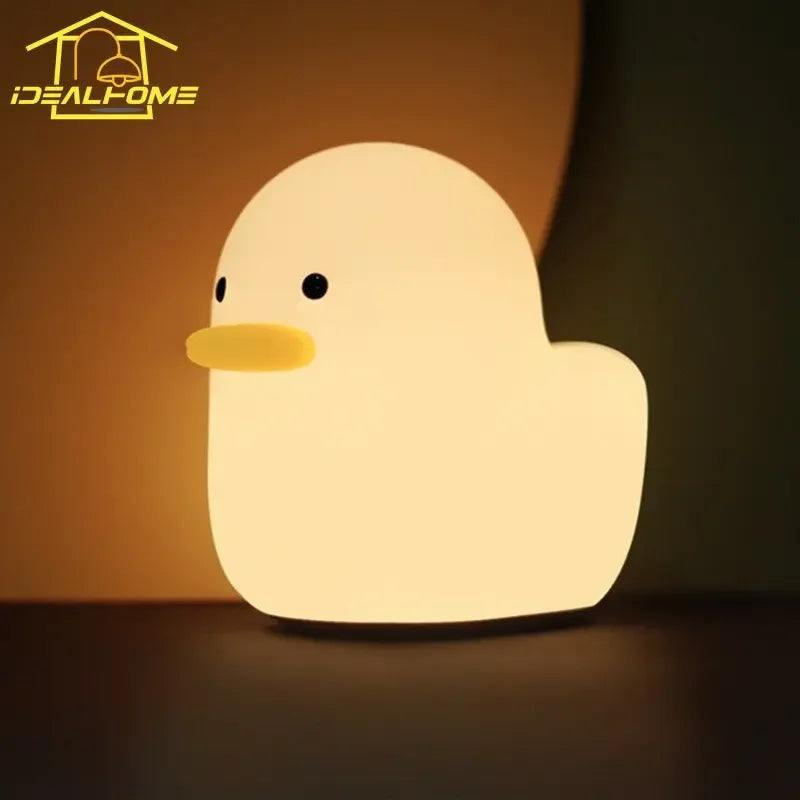 Afralia™ Cute Dull Duck Night Light USB Charging Kids Room Bedside Lamp
