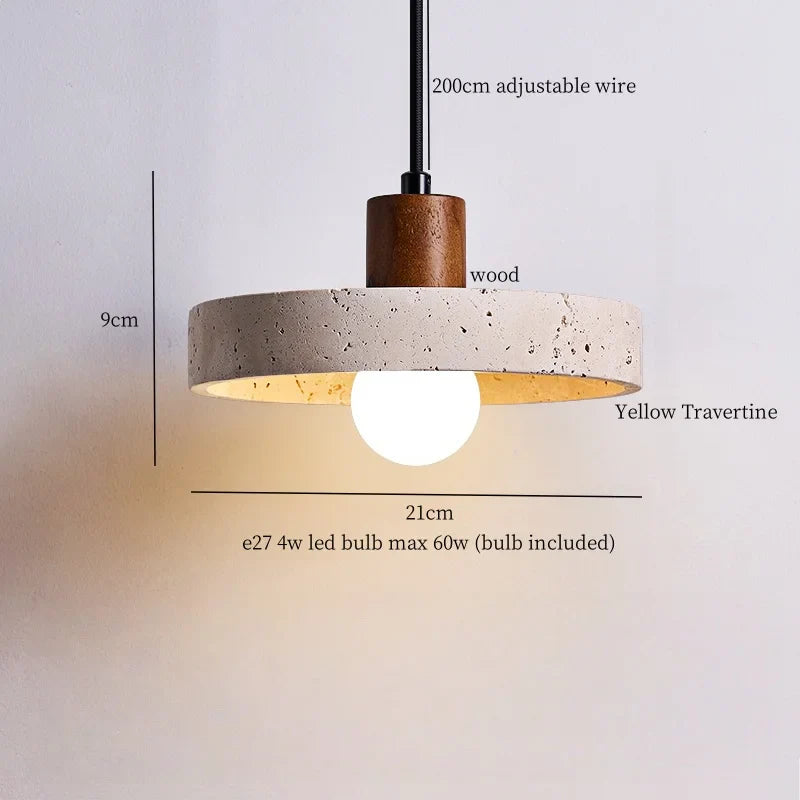 Afralia™ White Glass LED Pendant Light - Yellow Travertine Mid Century Hanging Lamps