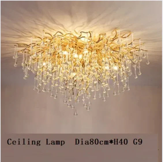 Afralia™ Modern Luxury Gold LED Crystal Chandelier for Living Room