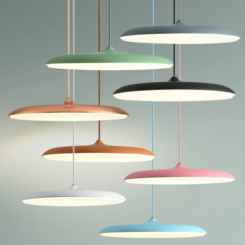 Afralia™ Nordic LED Multicolour Pendant Light - Sleek Flying Saucer Design for Home Decor