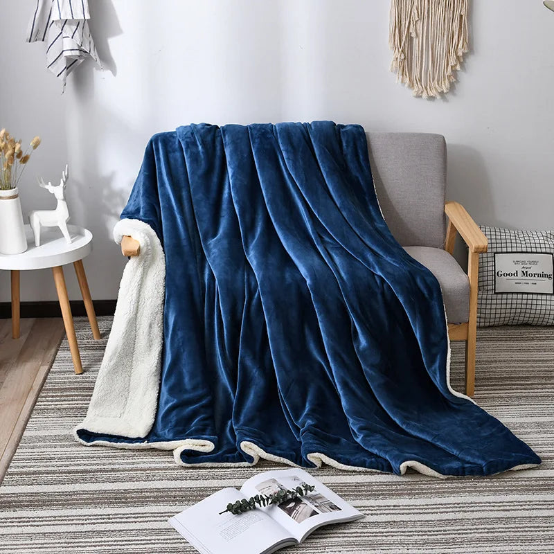 Afralia™ Flannel & Lamb Wool Blanket: Super Soft Cozy Quilt for Home Office Sofa